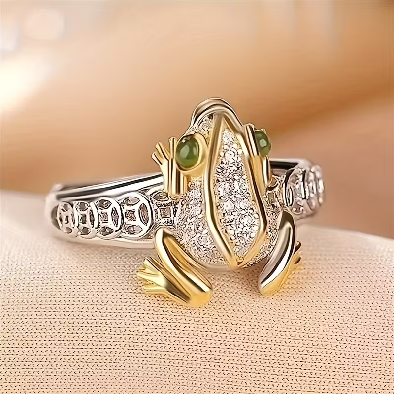 Crystal Frog Ring