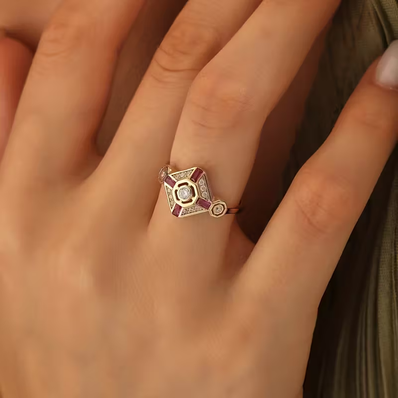 Deco Ruby Ring
