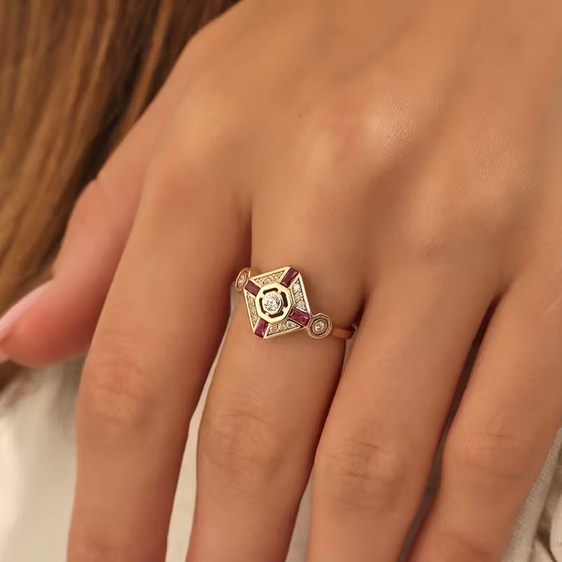 Deco Ruby Ring