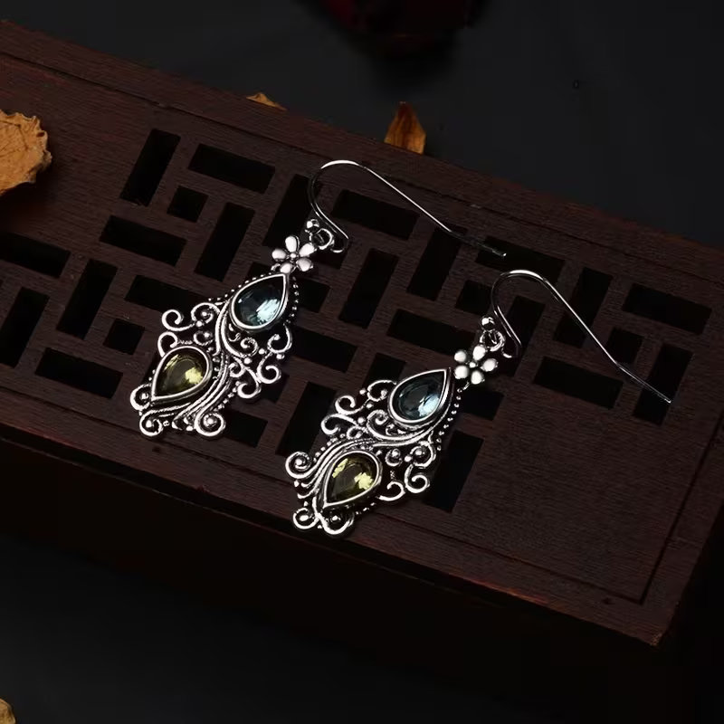 Vintage Gem Filigree Earrings