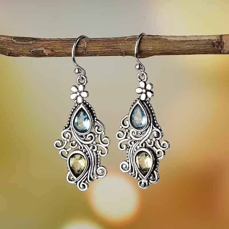 Vintage Gem Filigree Earrings