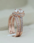 Rose Teardrop Halo Ring