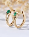 Emerald Heart Hoop Earrings