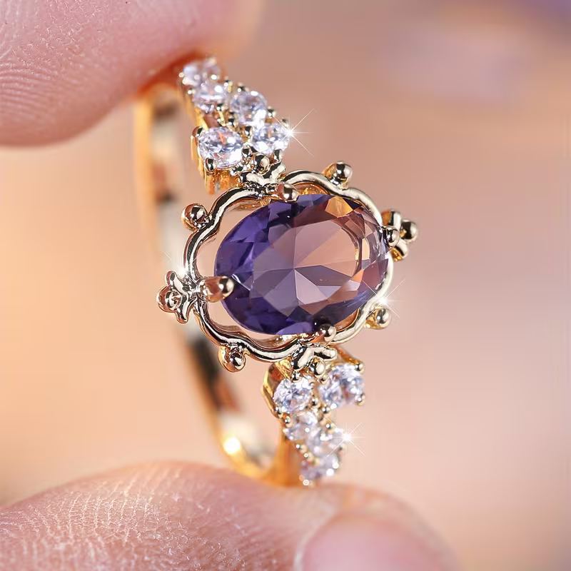 Royal Amethyst Halo Ring