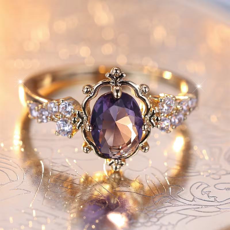 Royal Amethyst Halo Ring