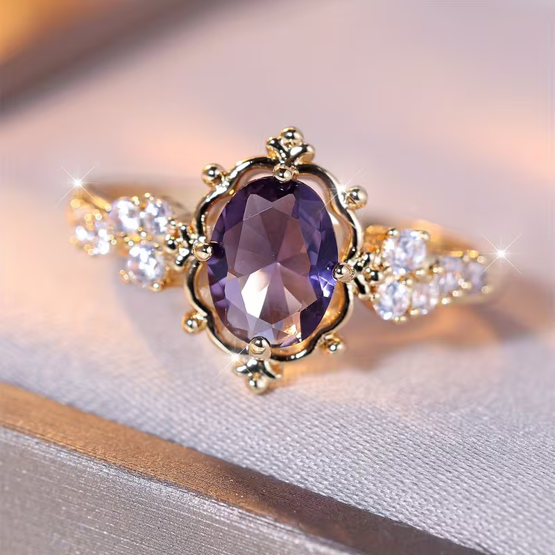 Royal Amethyst Halo Ring