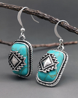 Ethnic Silver Plated Turquoise Stone Earrings