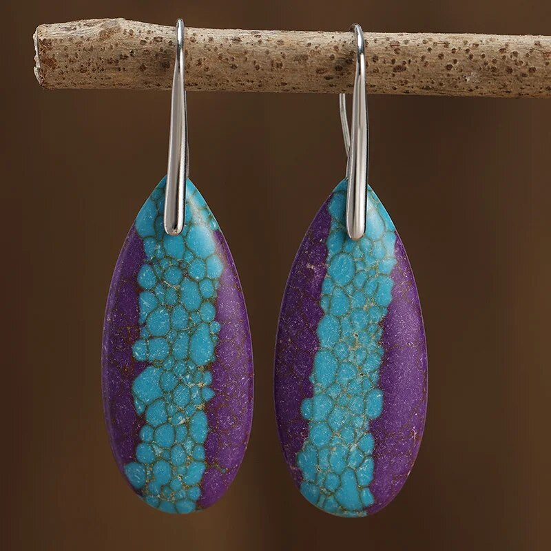 Vintage Blue &amp; Purple Stone Earrings