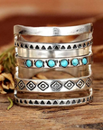 Bohemian Openwork Carved Turquoise Ring