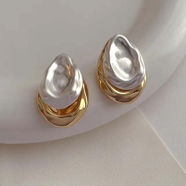 Vintage Gold &amp; Silver Irregular Drop Earrings