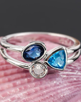 Vintage Blue Inlaid Crystal Ring