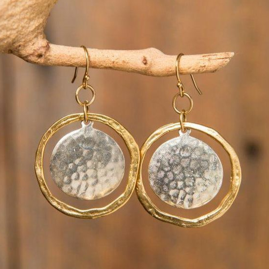Vintage Gold &amp; Silver Rounded Earrings