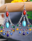 Vintage Dangling Mandala Stone Earrings