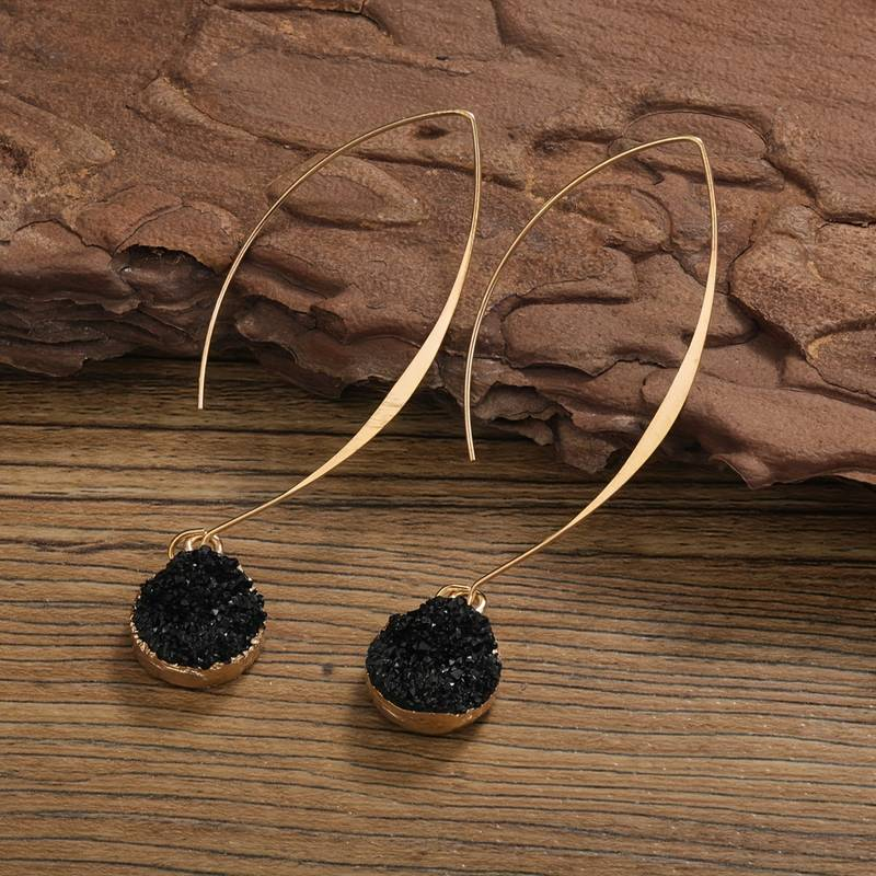Vintage Black &amp; Gold Dangling Earrings