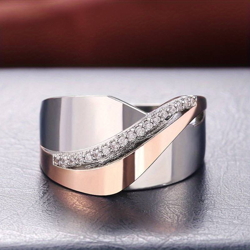 Vintage Rose Gold &amp; Silver Zirconia Ring