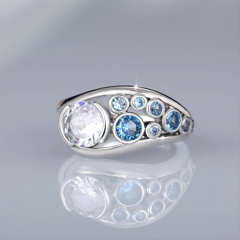 Vintage Silver &amp; Blue Zirconia Ring