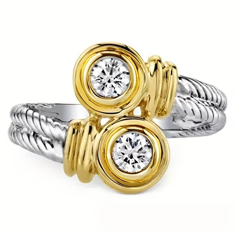 Vintage Gold &amp; Silver Zirconia Ring