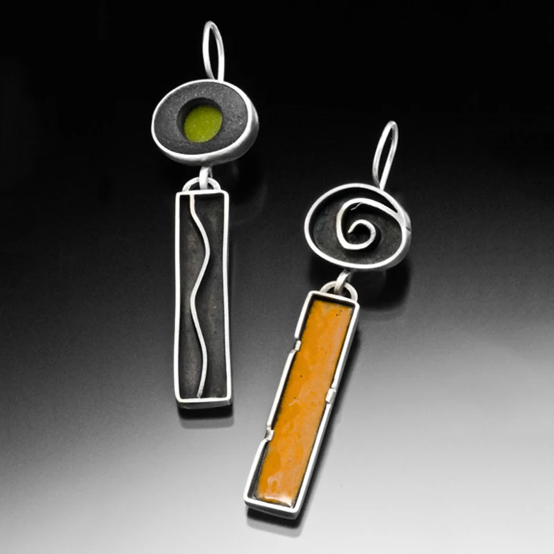 Vintage Black &amp; Orange Earrings