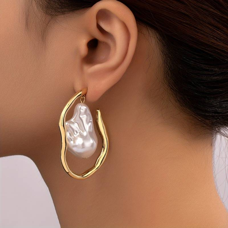 Vintage Gold &amp; Barroque Pearl Earrings