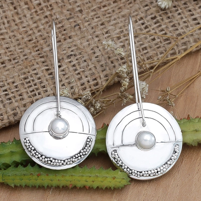 Vintage Silver Plated &amp; Pearl Earrings
