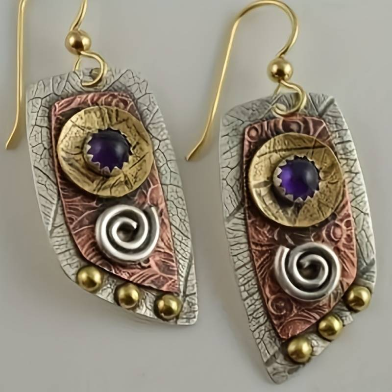 Vintage Gold &amp; Silver Brown Earrings