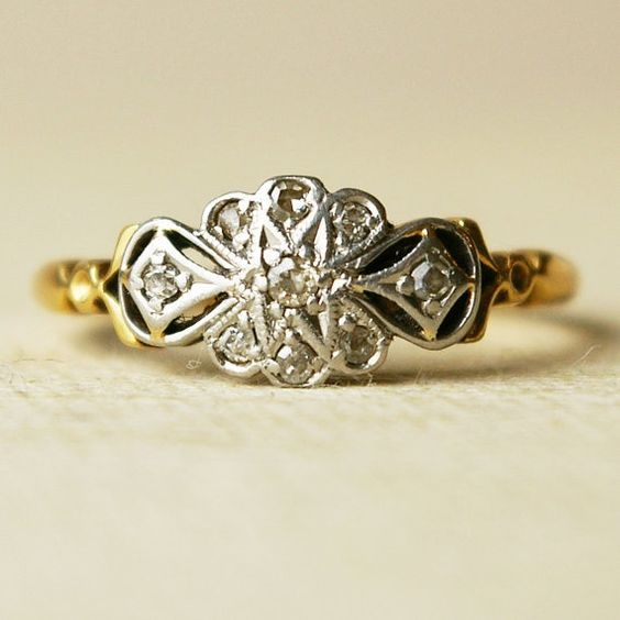 Vintage Silver &amp; Gold Mandala Ring