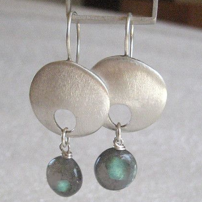 Vintage Blue Stone &amp; Silver Plated Earrings