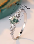 Moss Agate Stone Bright Silver Ring
