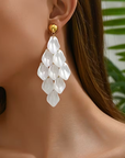 Elegant Geometric Tassel Leaf Earrings