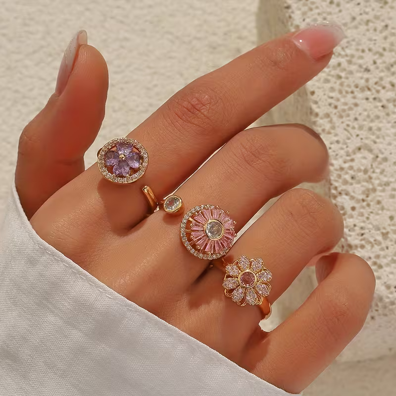 Celestial Bloom Ring Set