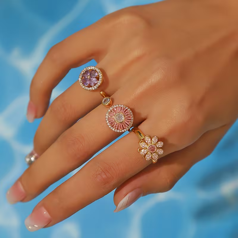 Celestial Bloom Ring Set