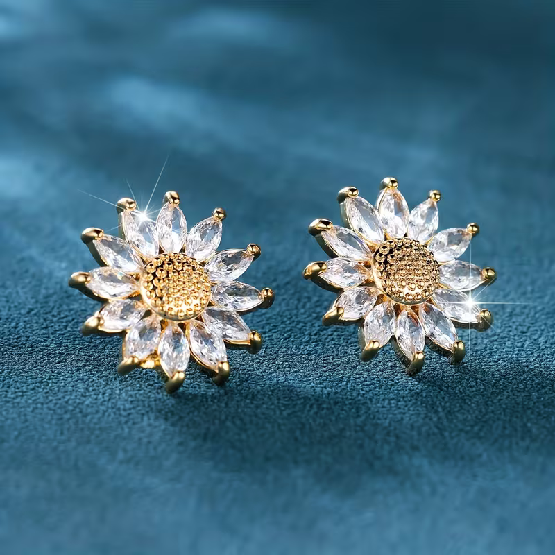 Crystal Sunflower Earrings