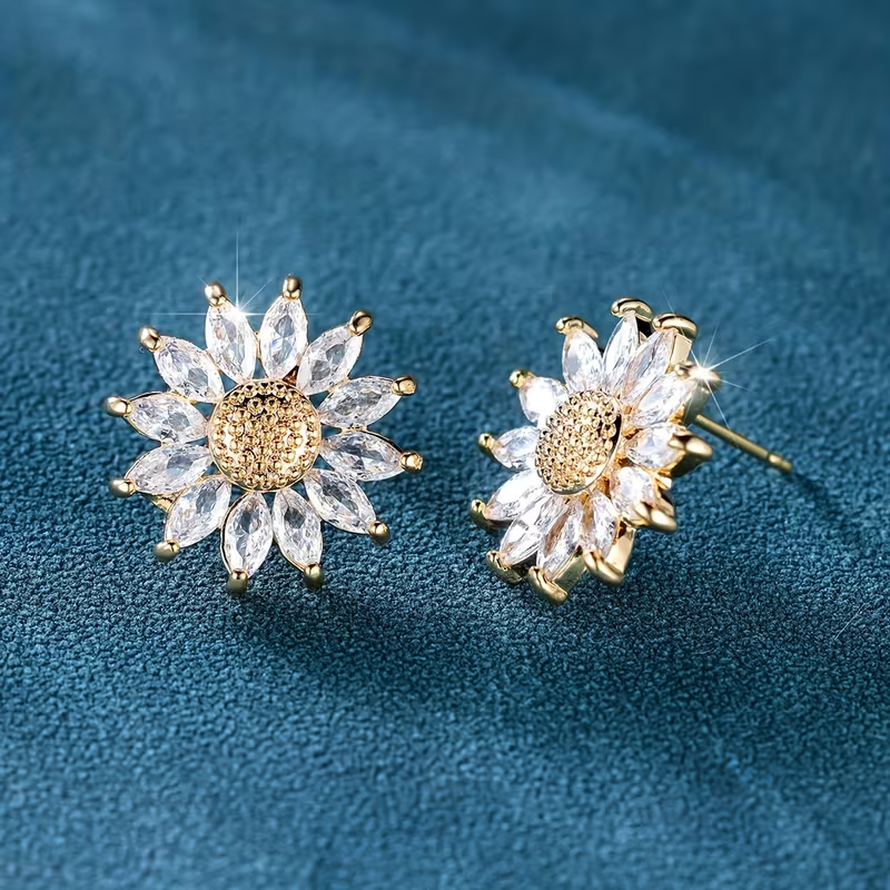 Crystal Sunflower Earrings