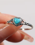 Blue Heart Silver Ring