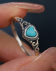 Blue Heart Silver Ring