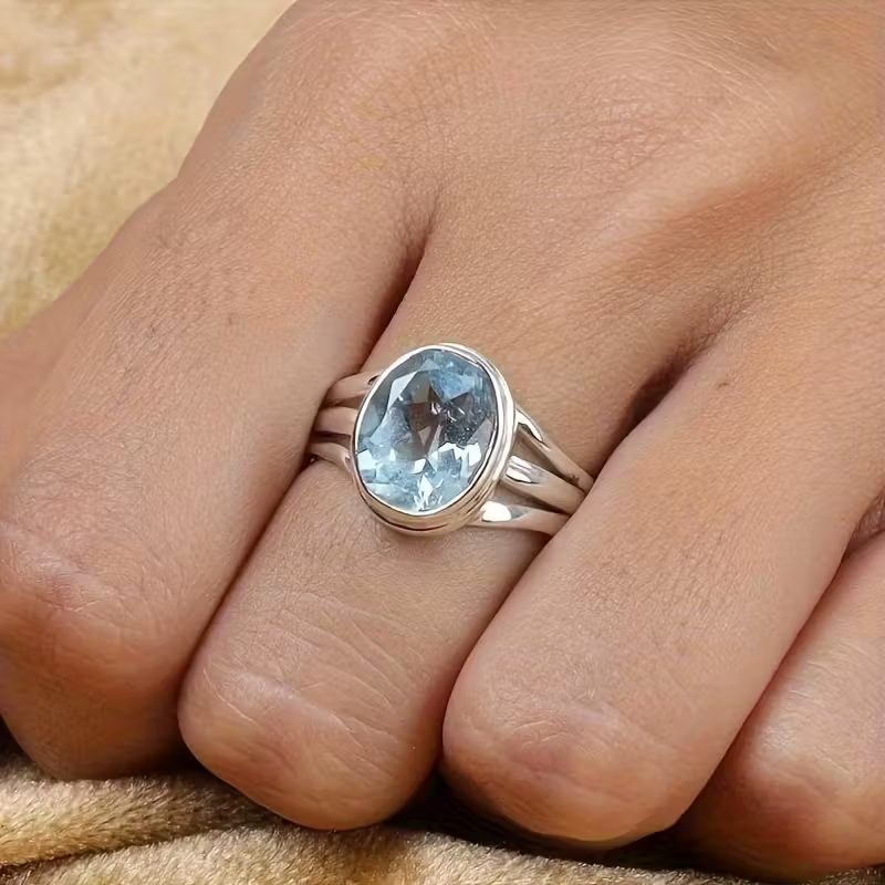 Serenity Blue Oval Ring