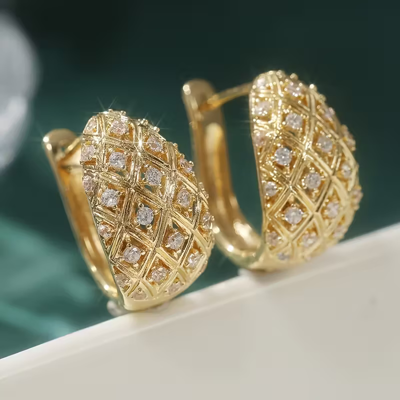 Pave Trellis Oval Earrings