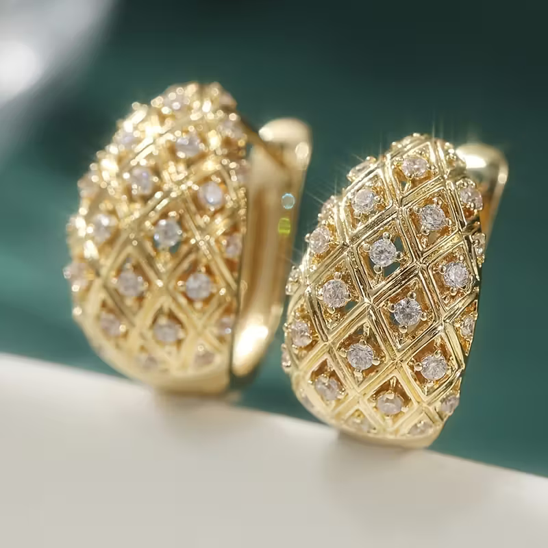 Pave Trellis Oval Earrings