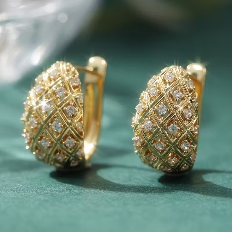 Pave Trellis Oval Earrings