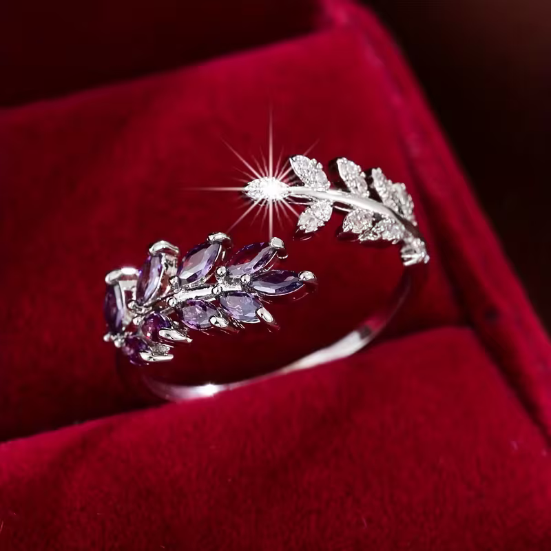 Sapphire Leaf Vine Ring