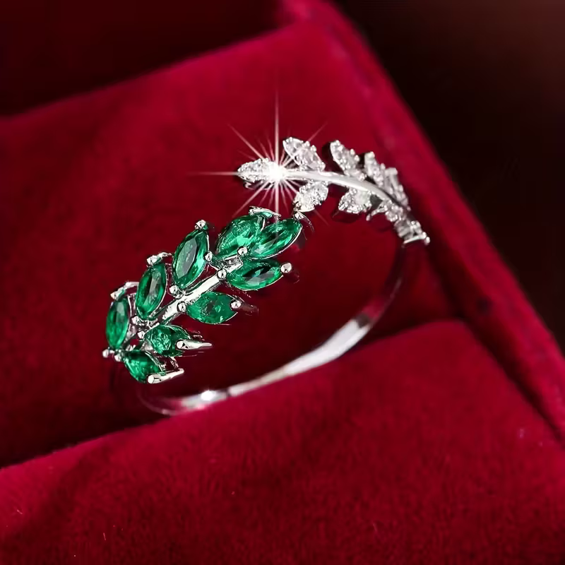 Sapphire Leaf Vine Ring
