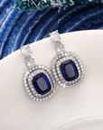 Royal Sapphire Halo Earrings