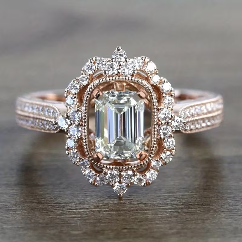Vintage Crown Halo Ring