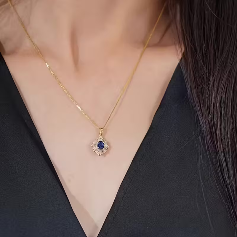 Sapphire Sunburst Necklace