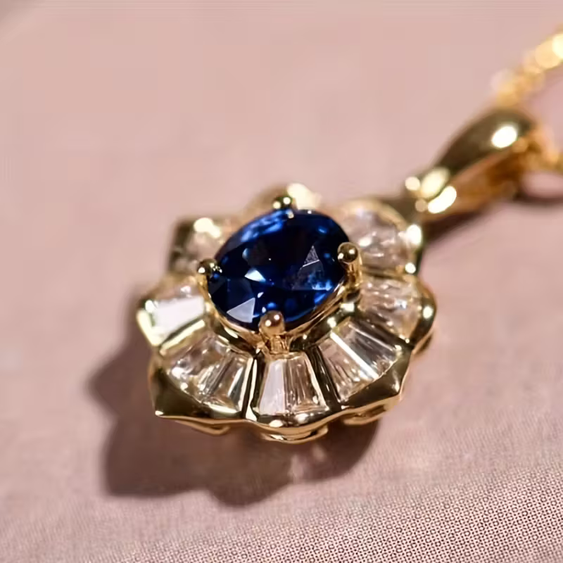 Sapphire Sunburst Necklace