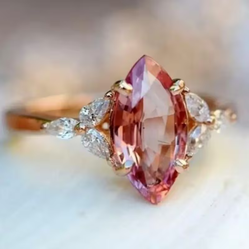 Rose Flame Marquis Ring