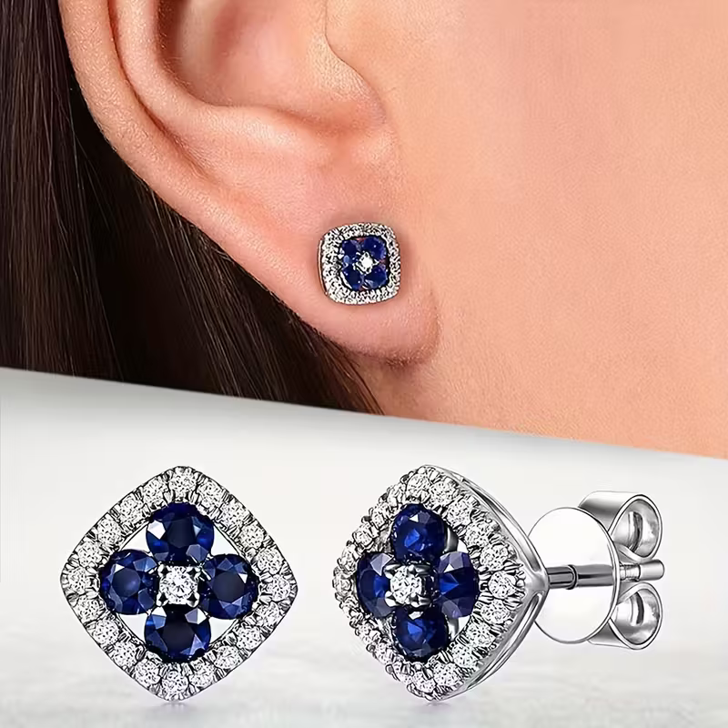 Sapphire Square Earrings