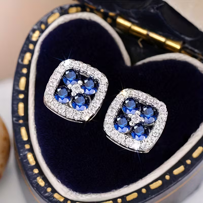 Sapphire Square Earrings