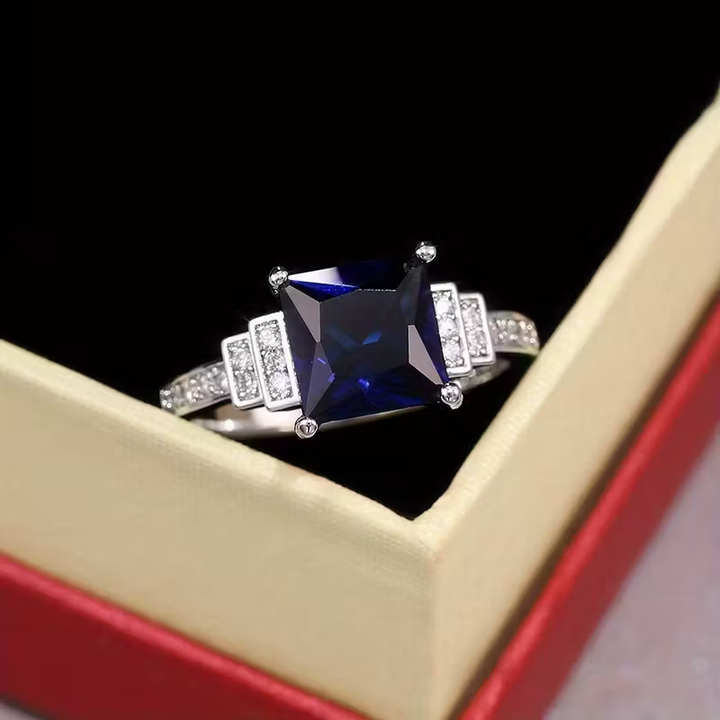 Sapphire Square Ring