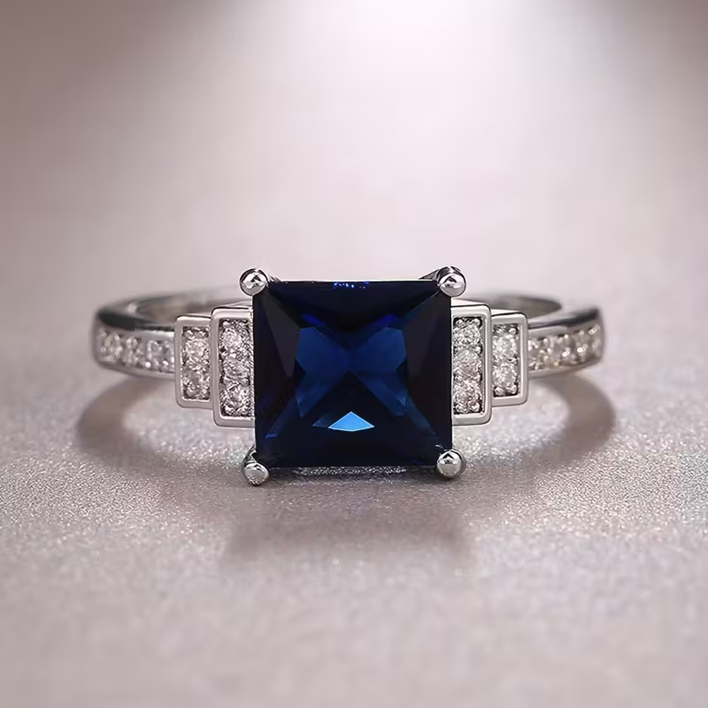 Sapphire Square Ring